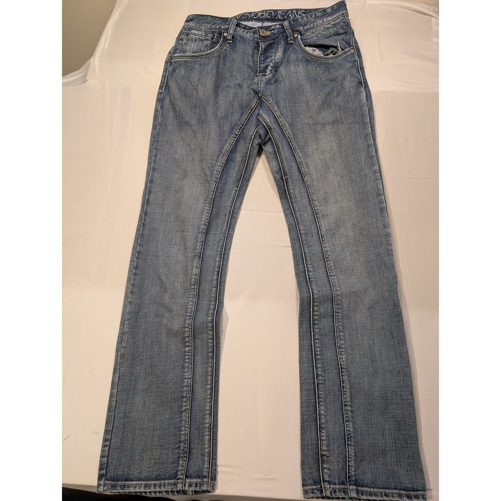 Bonobo Jeans Mens 34/34 Straight Leg Blue Denim Curved Seam Medium Wash Casual